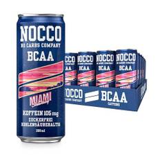 NOCCO BCAA energidryck 24er pack – zuckerfrei, vegan Energy Getränk mit Koffein, Vitaminen och Aminosäuren – Caribbean Ananas, 24 x 330ml inkl. Pfand (Miami)
