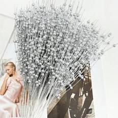 1/4/8 st gnistrande glitter konstgjorda växter 43 cm med gyllene bärpulver, julgransdekorationer och ornament för festival, bröllopsfest, hem, inomhus - Silver (Multi-size)