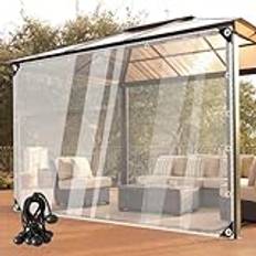 Genomskinliga utomhusgardiner vattentäta presenningsgardiner för Pergola uteplats veranda anpassningsbar storlek 6 x 6 m hållbar 0,35 mm tjockt material UV-skydd och öljetter ingår