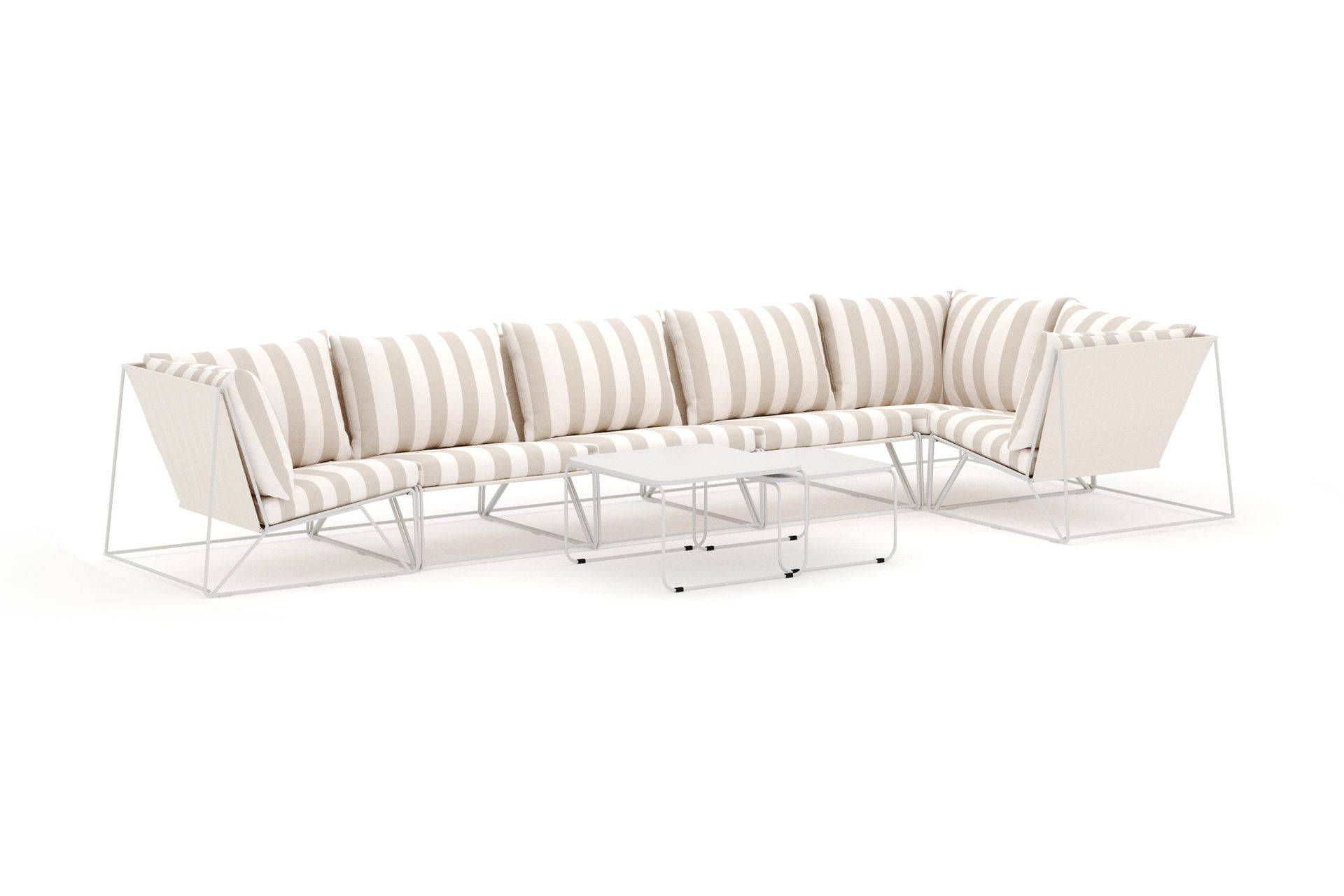 Usteryd utomhus hörnsoffa 6-sits vändbar - Beige/Striped Loungesoffor Comfort Garden