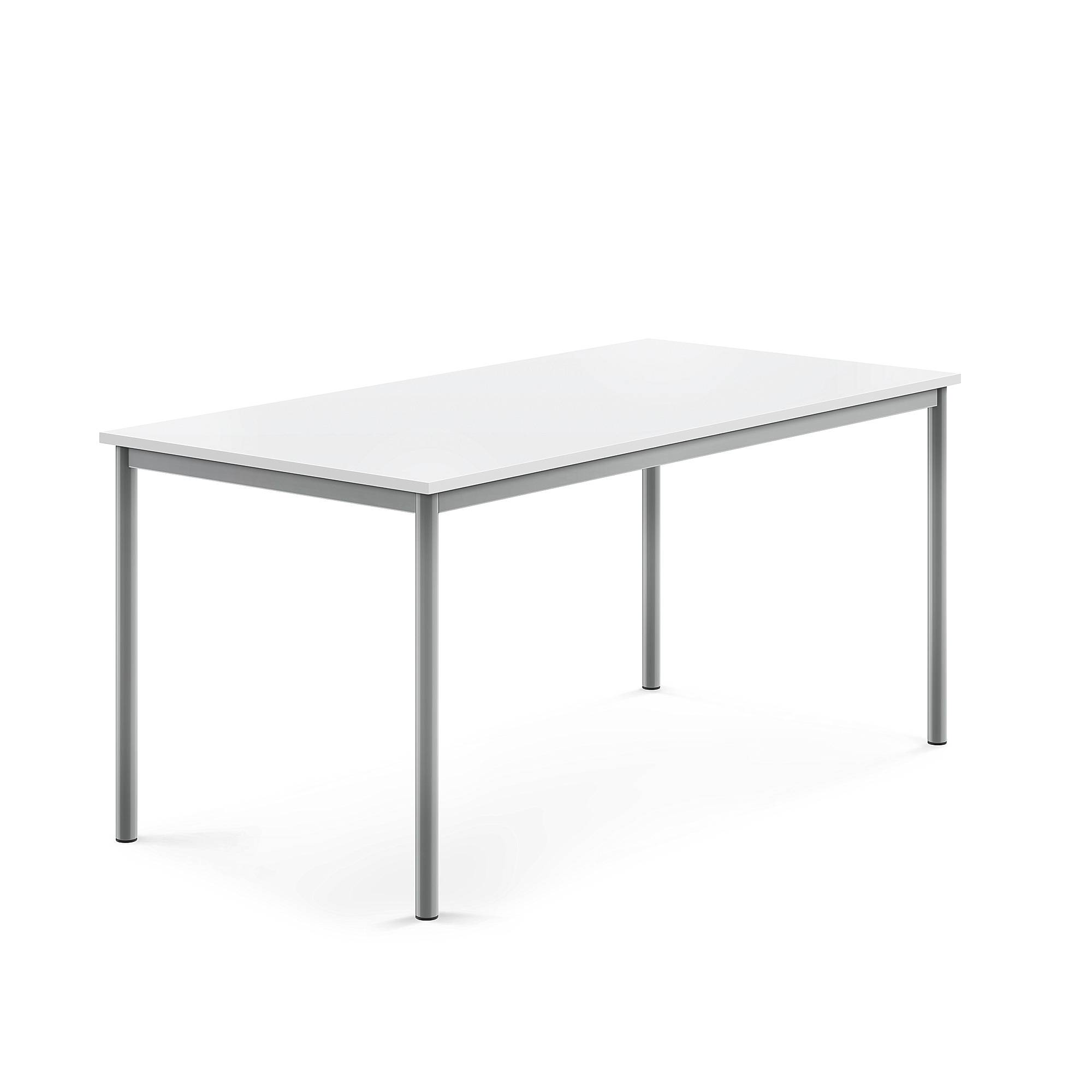 Bord BORÅS, 1600x800x720 mm, stativ silver, högtryckslaminat, vit