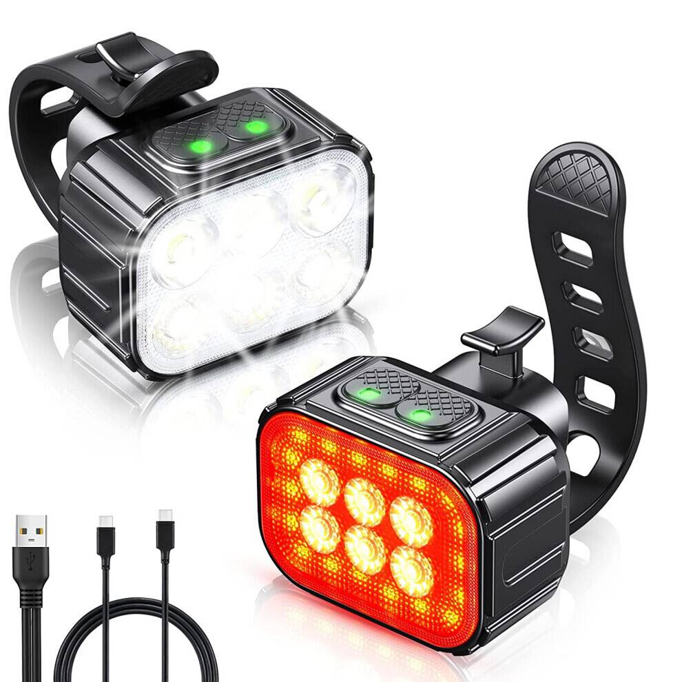 Superljust cykelljusset, USB-uppladdningsbart LED-cykelljus, cykelljus för nattcykling, cykel fram- och bakljus