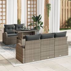 vidaXL 6 Delers Have Sofa Sæt med Hynder Grå Poly Rattan