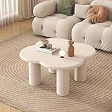 Cute Coffee Table Set, Modern Cream Flower Coffee Table and Side Table, Simple Center Table, Nesting End Table, for Living Room, Bedroom, Office, Easy to Assemble,90×75cm