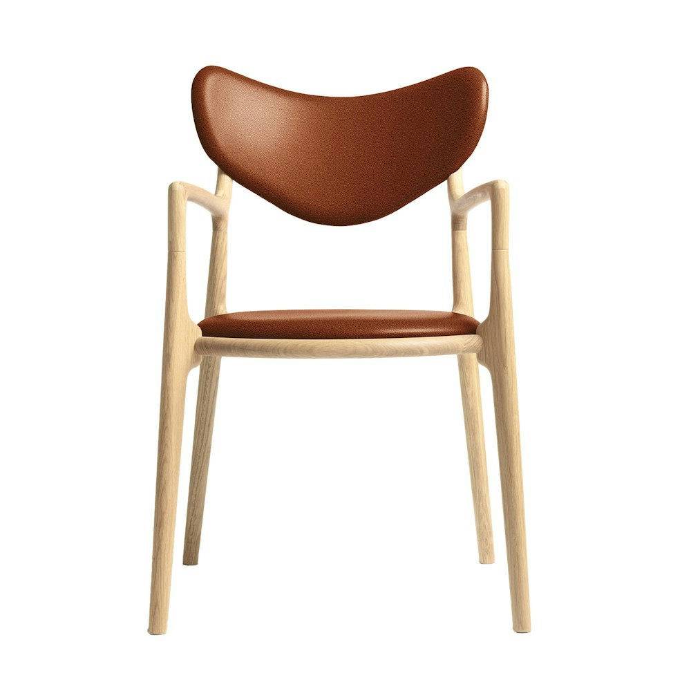 Ro Collection Salon Dining Chair Polstrad Sits Standard Leather Calvados Oak/Soaped