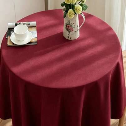 1 st rund polyesterduksduk, lämplig för matbord, soffbord, bordsdekoration, bröllopsbankett, födelsedagskalas, hemdekoration, utomhus - Bourgogne (110 cm rund,130 cm rund,90 cm rund,120 cm rund,140 cm rund,145 cm rund,100 cm rund,60 cm rund)