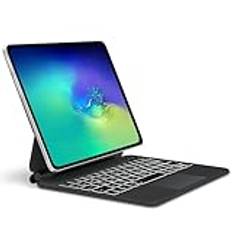 SENGBIRCH Magic Keyboard Case för iPad Pro 13 tum (M4) 2024 – QWERTZ tysk layout 7 färger bakgrundsbelysning multispårplatta tangentbord, smart anslutningsdesign, svart