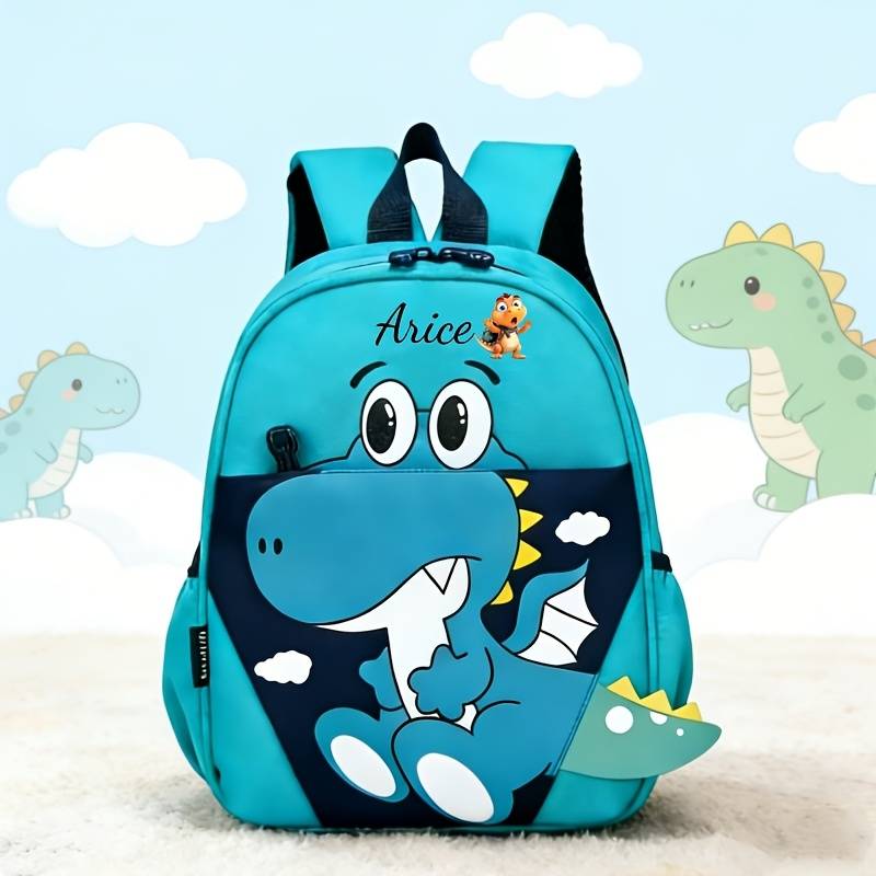Personalized Customizable Name Fashion Casual Backpack, With Dinosaur Printed Text , Cute Dinosaur , Multifunctional, Easy And Lightweight, Easy To Carry, Suitable For Daily Life, Spring , Parties