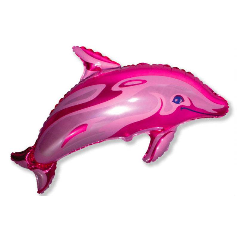 Pink delfin folieballon, 24".