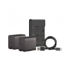 NP F970 Dual Battery Pack with Charger (2 pack L Series 7.4V 6600mAh 48.8Wh)