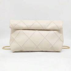 Women&#39;s Casual Quilted Stitch Clutch Bag For Everyday Use - Beige - Small