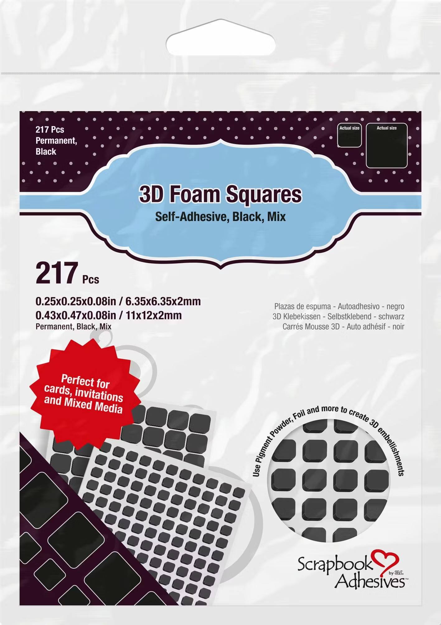 Scrapbook Adhesives - 3D Foam Squares Black Mix