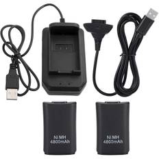 Xbox 360 Controller Kit, 2*4800mAh Batteri USB-opladningskabel+opladningsbase