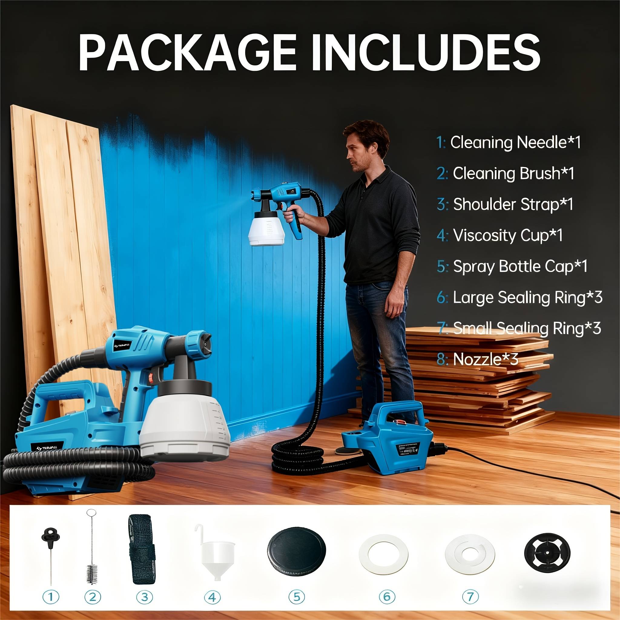 TEMU Tpt-----eu----electric Spray Gun, Js-fb17ai-800w Spray Gun Blue-----home-----electric Paint Sprayer And Hvlp Paint Sprayer