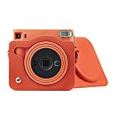 Rieibi Square SQ1-fodral, skyddsfodral för Fujifilm Instax Square SQ1 snabbkamera, kompakt skydd med justerbar axelrem, Orange, Kamerafodral