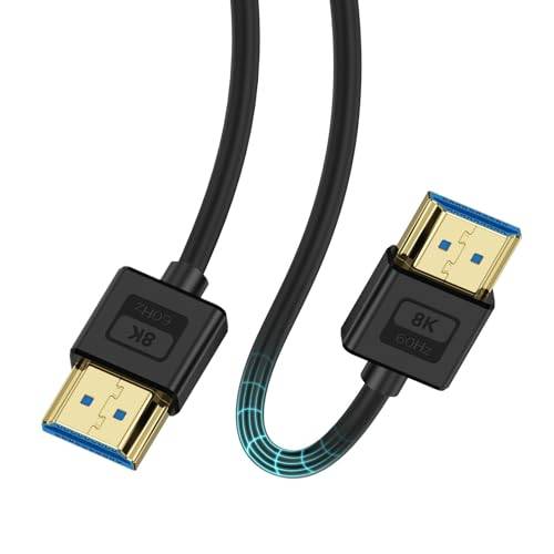Duttek 10K 8K HDMI 2.1-kabel, silikon HDMI hane till hane kabel Ultra HD HDMI-sladd 48 Gbps stöder 8K @60Hz 4K @120Hz eARC HDR10 HDCP 2.2&2.3 för Roku TV, PS5, HDTV, skärm, PS5, PS5, Blu-ray 5FT/1,5 m