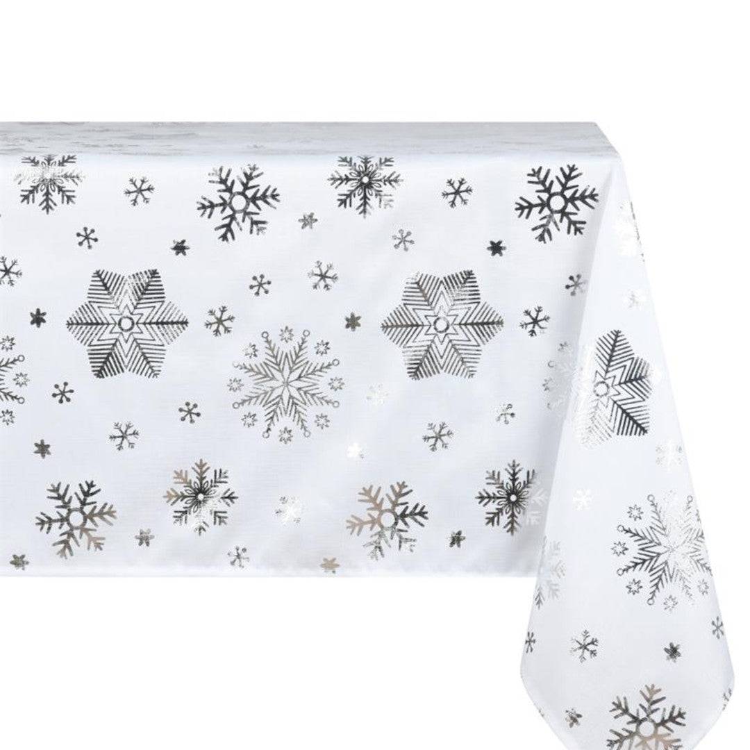 Snowflake Sølv – Juledug med antiplet 150 x 300 cm
