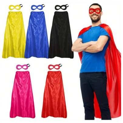 2-delat superhjältekappa och maskset, superhjältekostym för Halloweenfest, present till rollspel och fest - Multifärgad (röd,blå,Purpur,grön,svart)