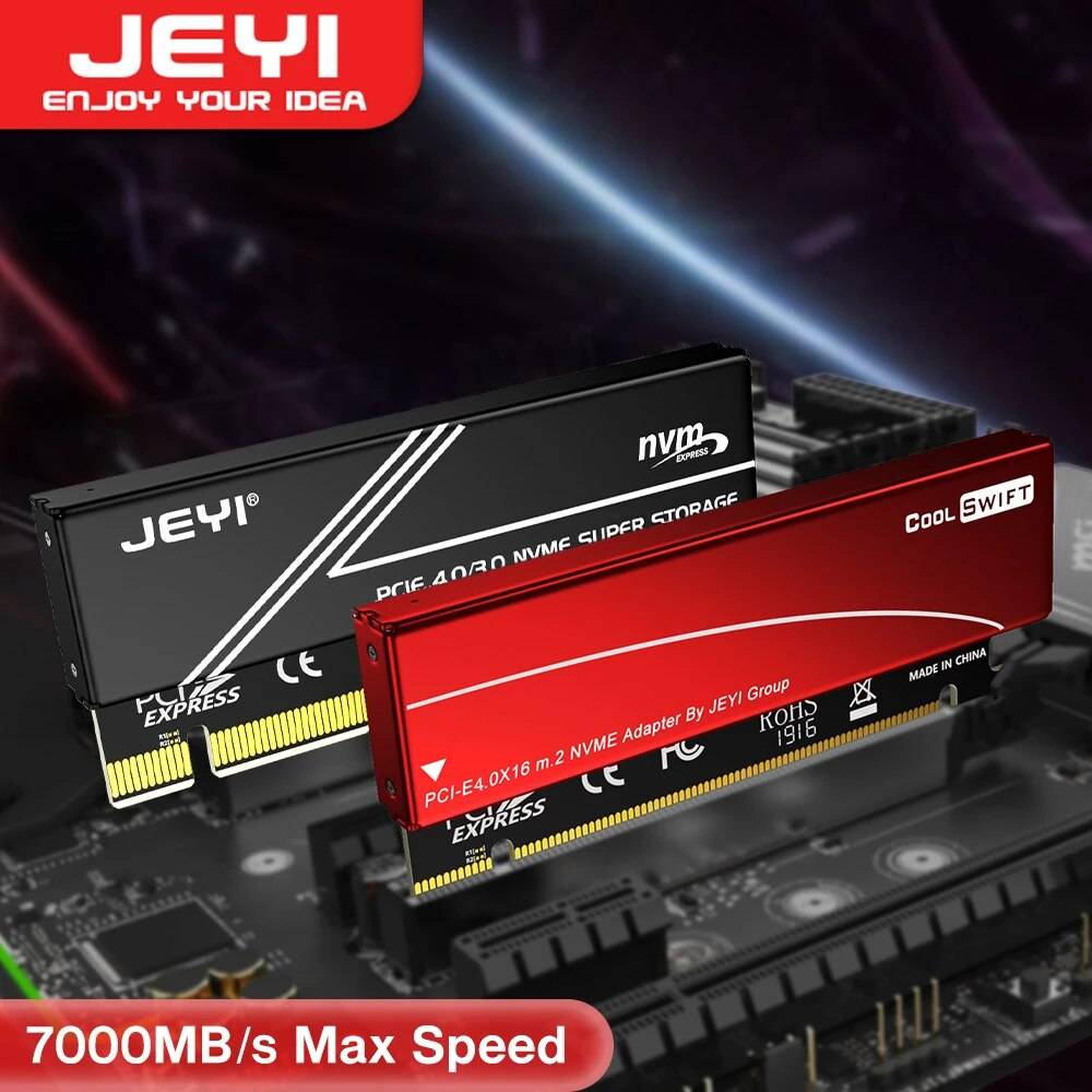 JEYI M.2 NVME To PCIE 4.0 X16 Adapter, PCIe X16 Gen4 Expansion Card with Aluminum Heatsink Case, For Samsung 980 PRO, 970 EVO