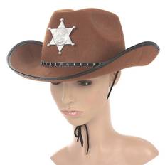 Cowboy Western Wild West Sheriff Hat Udklædning Halloween Kostume (brun)
