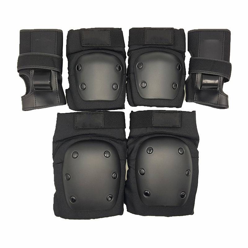 6 st/kit svart kardborre skateboard rullskridskoåkning skyddsutrustning armbågsskydd handledsskydd cykling ridning knäskydd barn