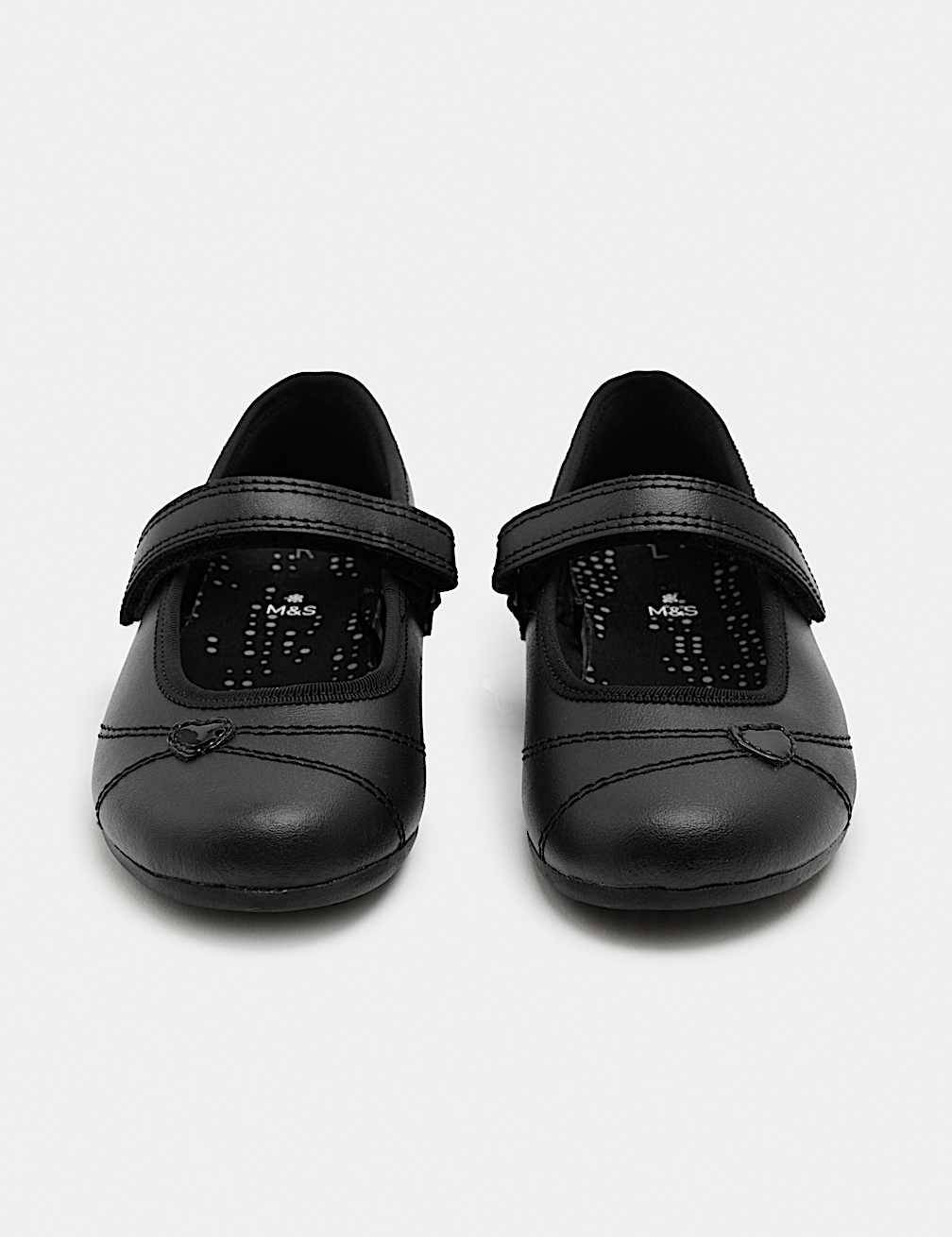Kids' Heart Ballet Leather School Shoes (8 Small - 2 Large)