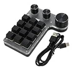 Mekaniskt Macro Gaming Keyboard, USB -anslutning Programmerbart Macro Keyboard Plug and Play 12 Tangenter med 3 Rattar för Office for Music