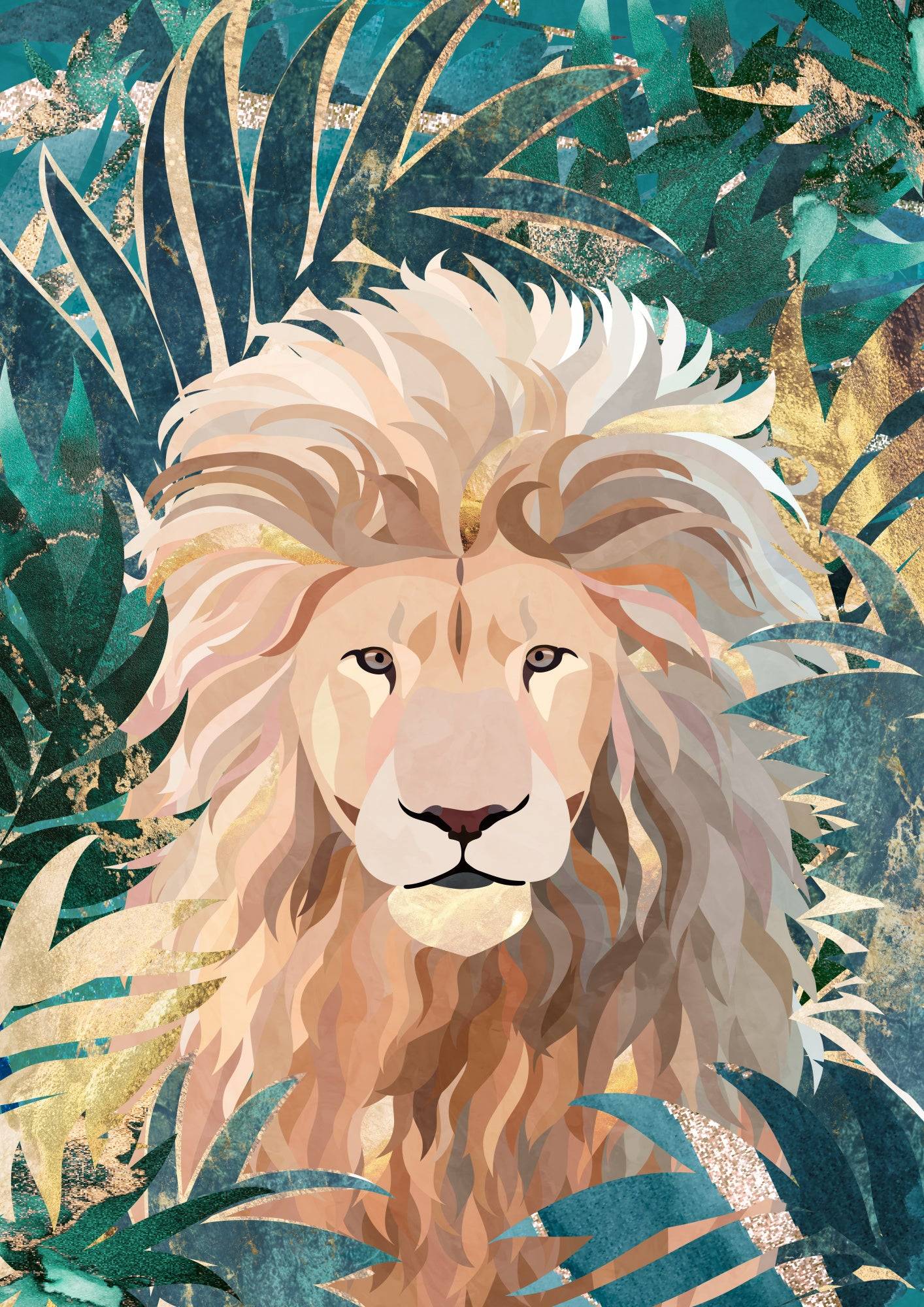 Lion Jungle 2 Poster och Canvastavla - Poster / 30x40 cm