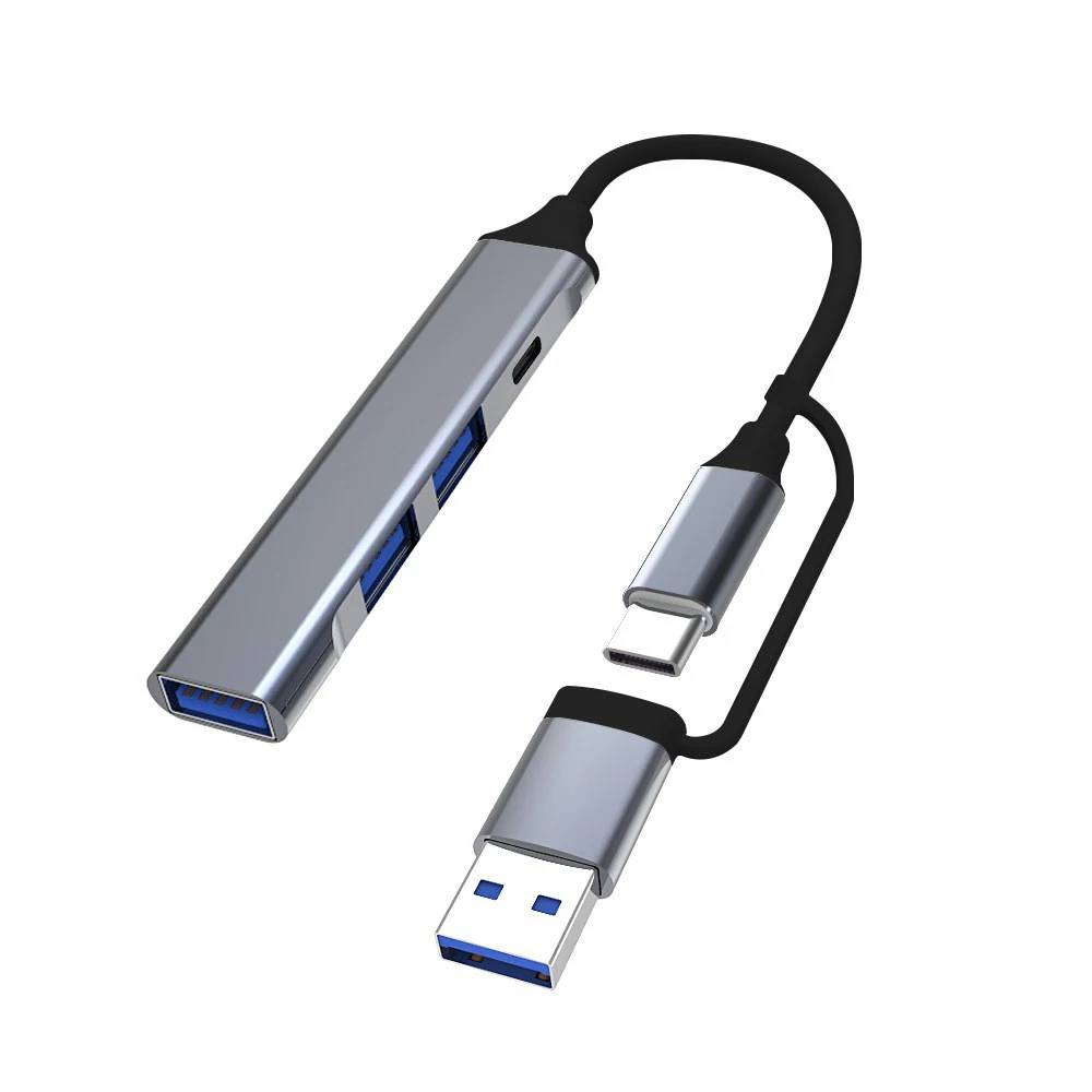 Aluminum 4 in 1 USB C Hub, USB 3.0 Extender with 3 X USB 2.0 and 1 USB C Port, USB Splitter Distributor
