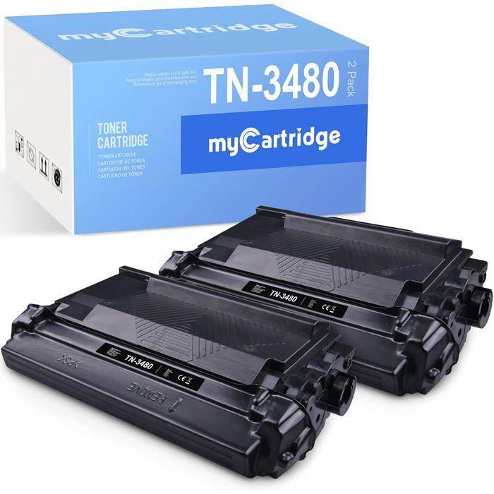 Cartouche de toner - WOOPSO - TN3480 - Haut rendement - Pack de 2 - Compatible Brother