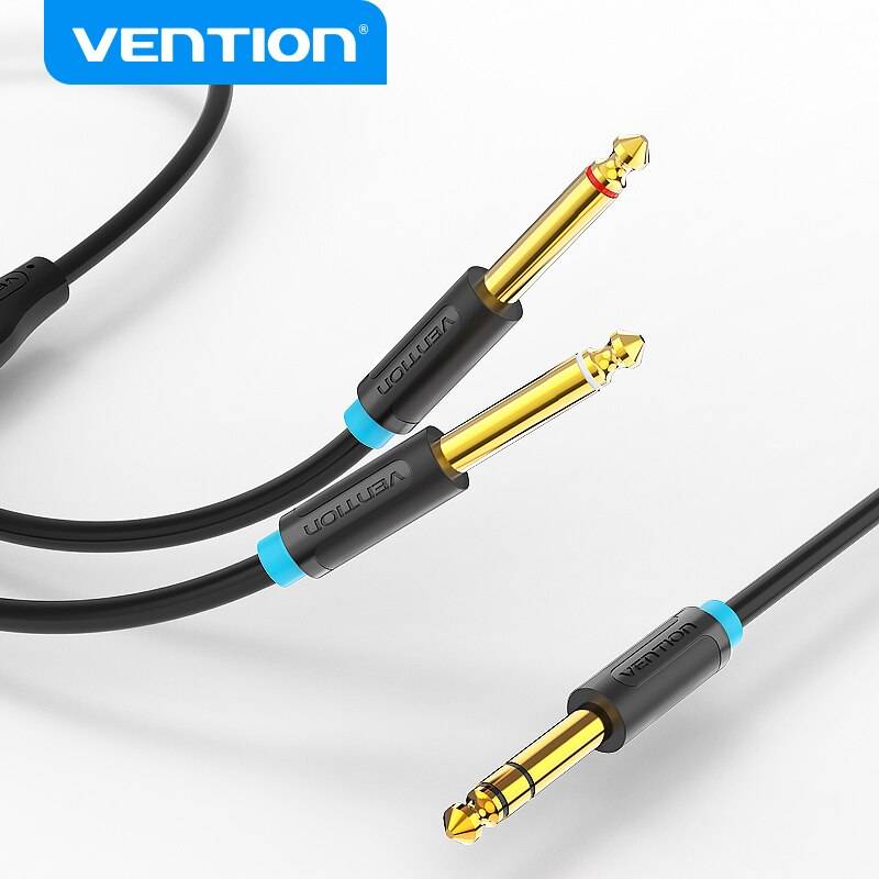 Vention 6.5mm till dubbel 6.5mm ljudkabel hane till hane aux kabel för mixer högtalarförstärkare 6.5 to 6.5 trs kabel ljud - 2m