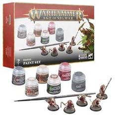 Warhammer AOS Skaven Paint Set Age of Sigmar-startsæt med maling og pensel.