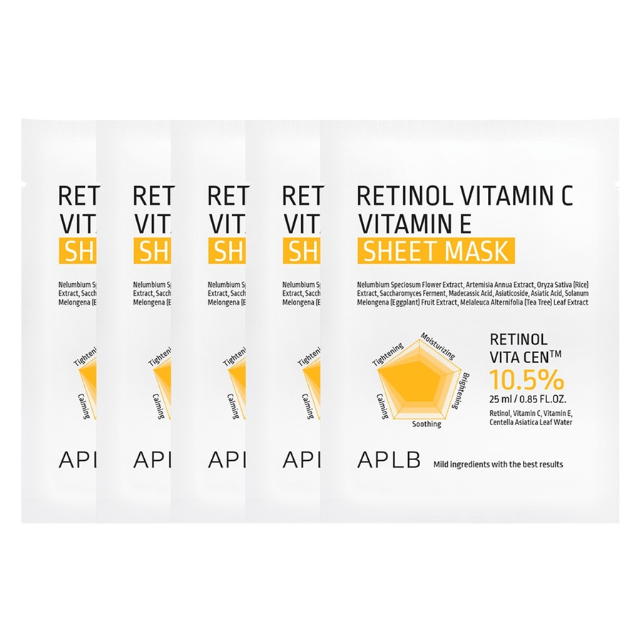 APLB Retinol Vitamin C Vitamin E Sheet Mask 5stk