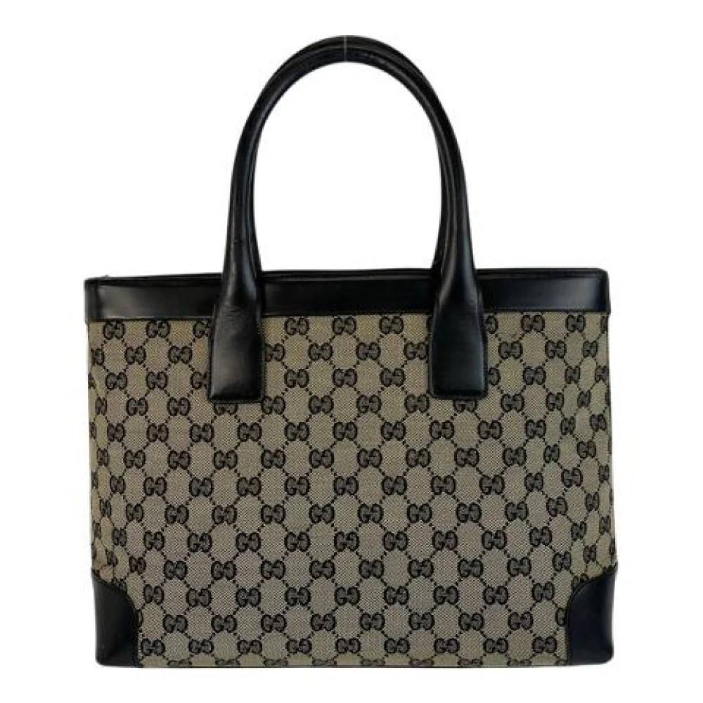 Gucci Vintage - Pre-owned Svart GG Canvas Läder Tote Bag Vintage - Dam - ONE Size - Läder