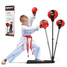 COSTWAY Punchingboll 85–130 cm höjdjusterbar, barnboxningsset fristående, stående boxboll, lämplig för pojkar och flickor från 8 år, boxningssäckset inkl. boxningshandskar och handpump