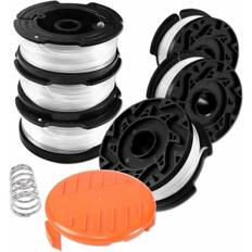 Spole til snor til Black and Decker græstrimmer, 6 buskrydderspolespoler med 1 spolecover og 1 fjeder