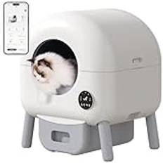 Självrengöringskull, automatisk kattkullbox 76L + 13L för flera katter, extra stor kattkullbox Robot med APP-kontroll Viktövervakning Anti Pinch Kitty Litter Box