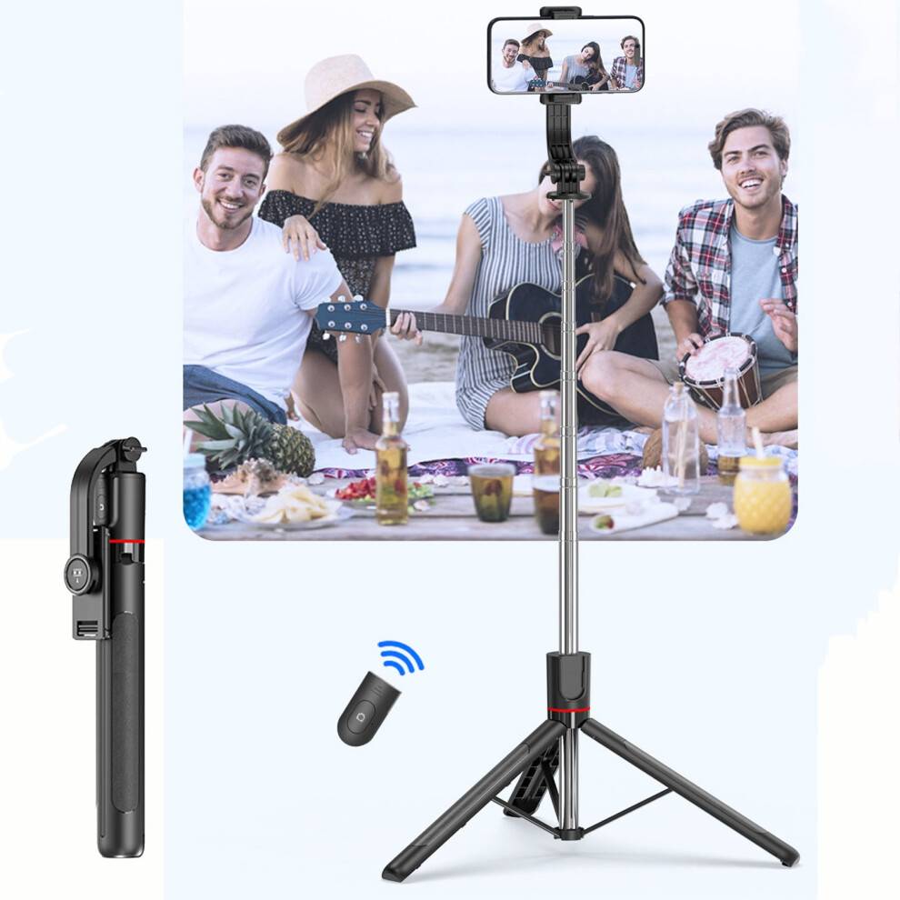 67" Bluetooth selfiestang og stativ med fjernbetjening, 360 roterbar, forlængelig stang til Android og iOS