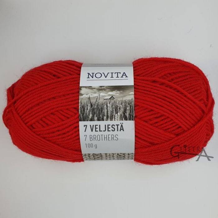 Novita 7 Bröder Aran Enfärgade 100g - Novita 7Bröder Julröd 549 - Novita7BröderJulröd549