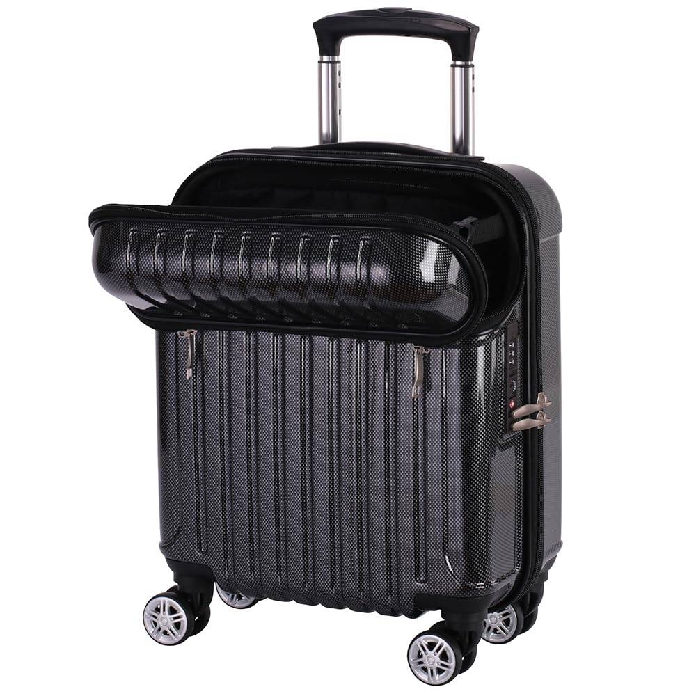 Suitcase Zipper Top Open Tops 24L 45cm Black Carbon [Actus] Carry-On 2.6kg