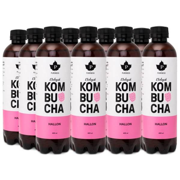 Pureness Kombucha Eko, Hallon, 12-pack