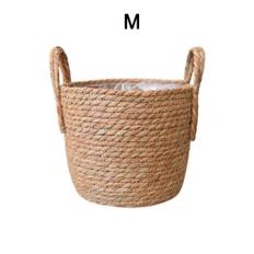 Nordic Handmade Straw Woven Basket M Flower Pot Decor Storage for Home Garden 30x27cm