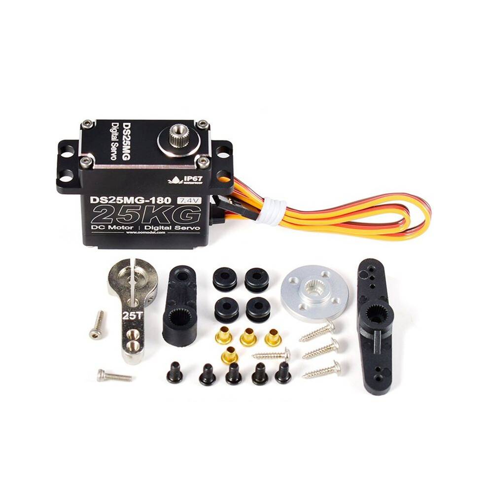 25KG Servo Motor Waterproof Digital Servo High Torque Metal Gear Servo for RC Car Robot Mechanical Arms,180 Degrees