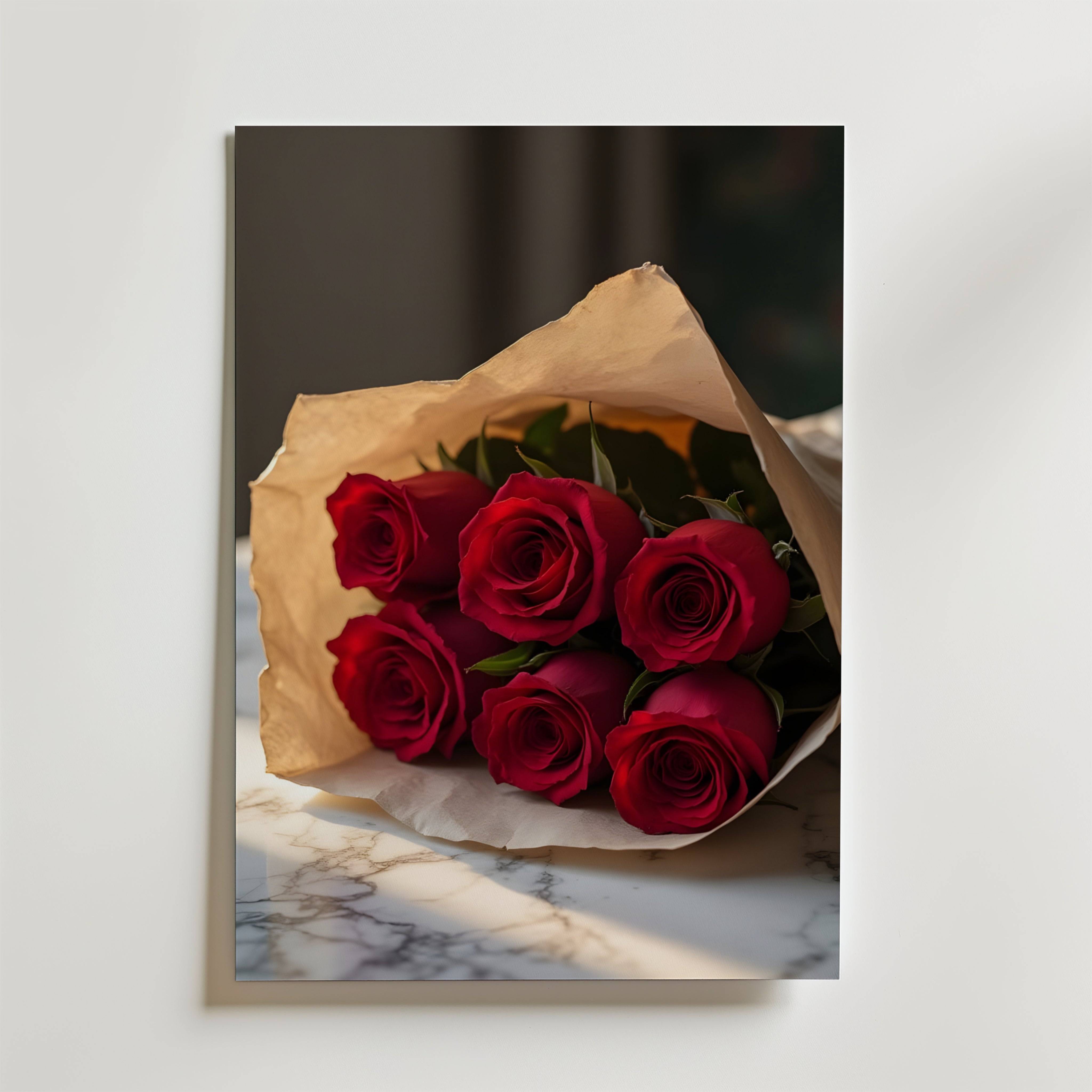 Red Rose Bouquet Poster - Fine Art Poster 50x70 cm