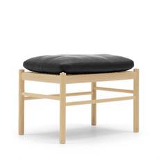Carl Hansen & Søn OW149F Fodskammel Læder Thor 301 (Svart) Sæbebehandlet Eg