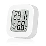 Ainiv Digital hygrometertermometer för inomhusbruk, minirumstermometer med LCD-skärm och ansiktsikoner, mätare med indikator för temperatur och fuktighet för sovrum, babyrum, lager, källare, bil