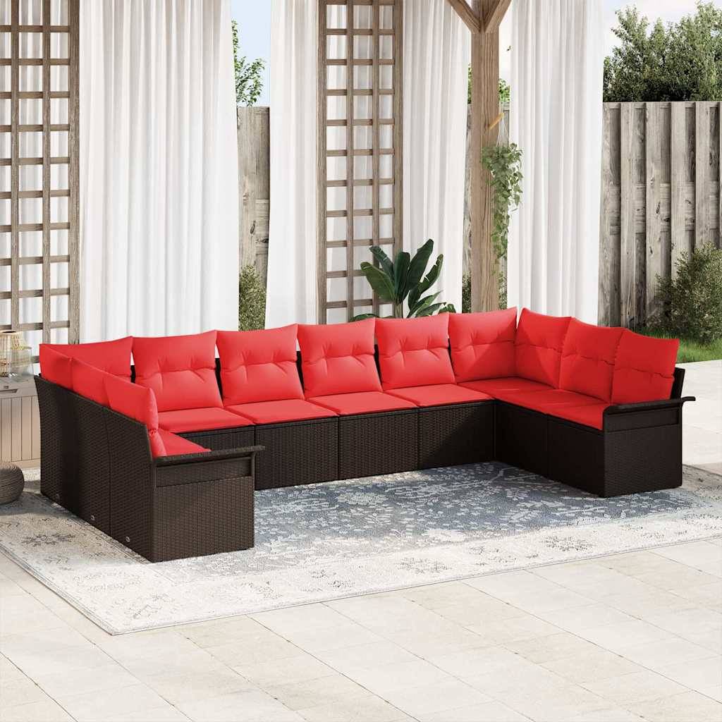 vidaXL Havesofa Sæt 10 stk. Beige polyrattan