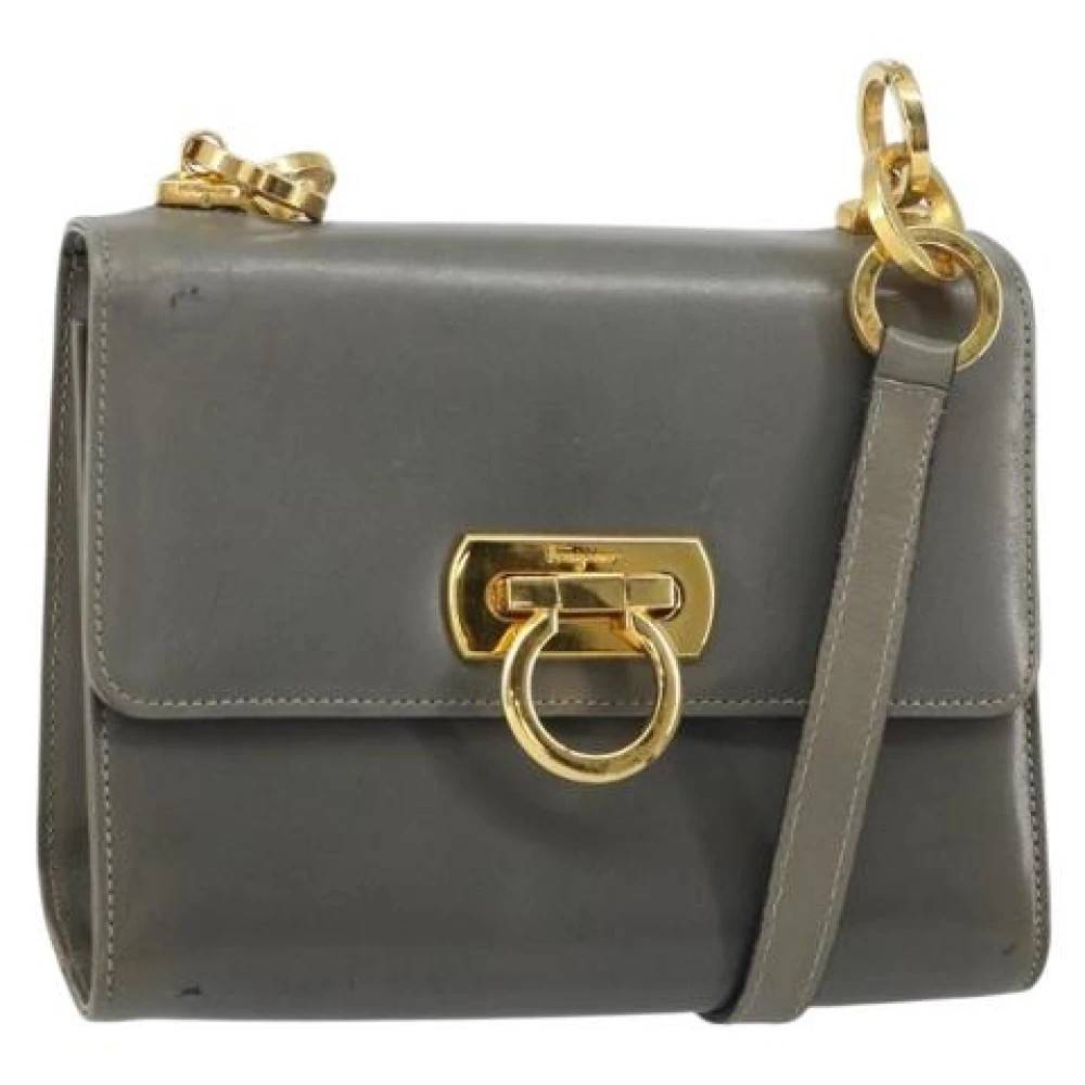 Salvatore Ferragamo Pre-owned Pre-owned Læder Cross Body Taske - Vintage - Dame - Grå - ONE SIZE - Læder