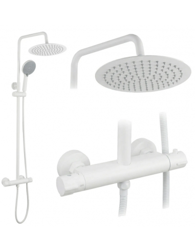 BEZ Brusesæt med rainshower og termostat H84,5 - 120,5 cm - Mat hvid