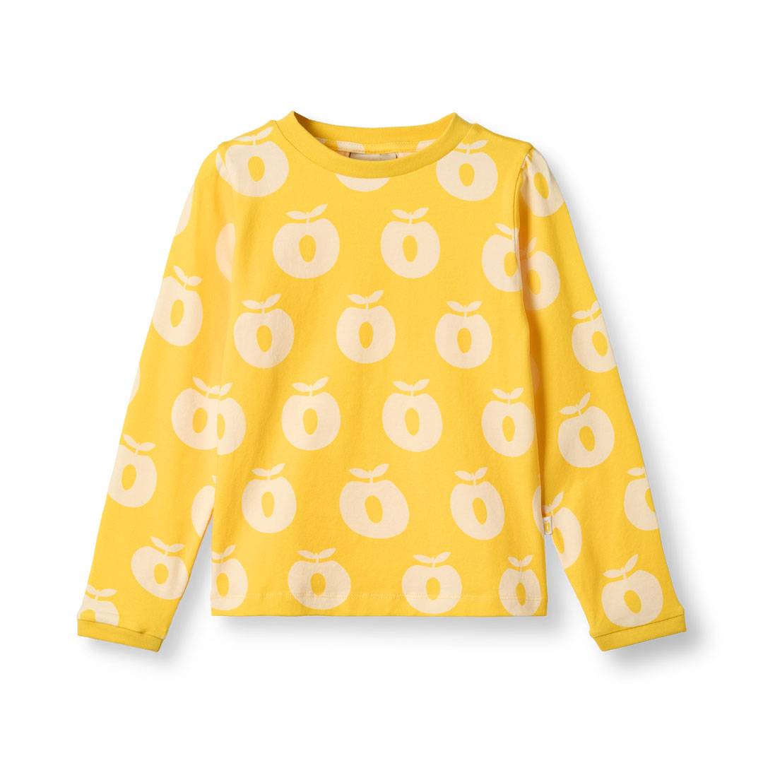 Elstar langærmet bluse med æbler - Empire yellow / 1-2